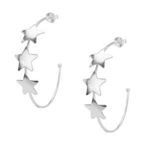 Sheila Fajl Silvina Star Statement Silver Plated Hoop Post Earrings NEW